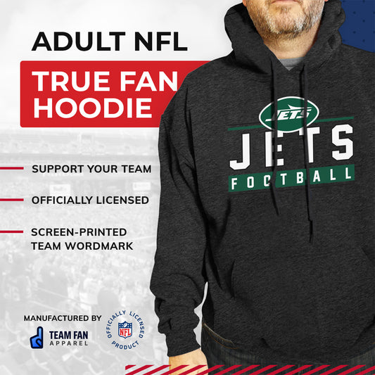 New York Jets NFL Adult True Fan Hooded Charcoal Sweatshirt - Charcoal