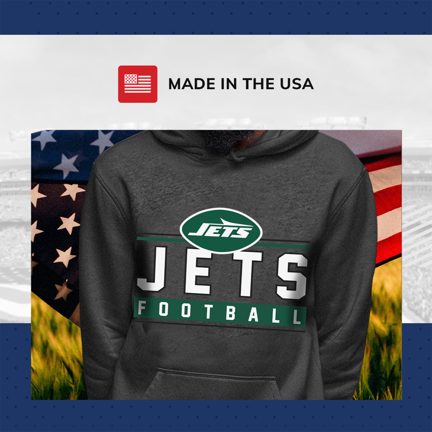 New York Jets NFL Adult True Fan Hooded Charcoal Sweatshirt - Charcoal