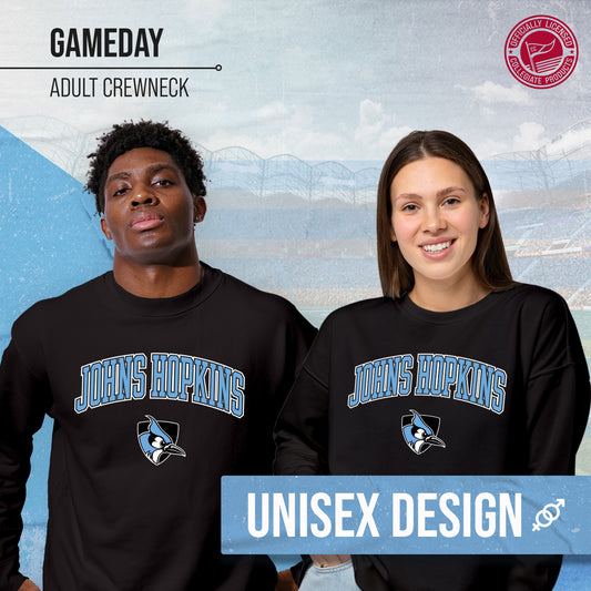 Johns Hopkins Blue Jays Adult Arch & Logo Soft Style Gameday Crewneck Sweatshirt - Black