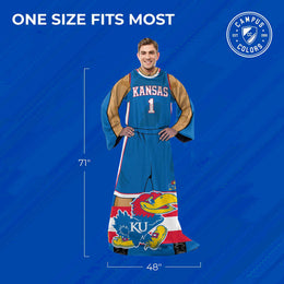 Kansas Jayhawks NCAA Team Wearable Blanket with Sleeves - Blue