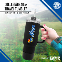 Kansas Jayhawks Collegiate 40oz Stainless Steel Travel Tumbler with Handle for Mom - Black