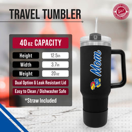 Kansas Jayhawks Collegiate 40oz Stainless Steel Travel Tumbler with Handle for Mom - Black