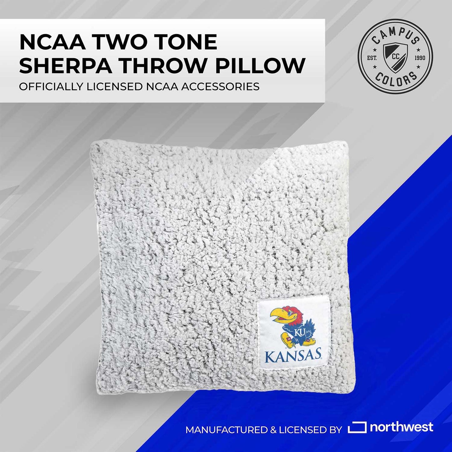 Kansas Jayhawks Two Tone Sherpa Throw Pillow - Team Color