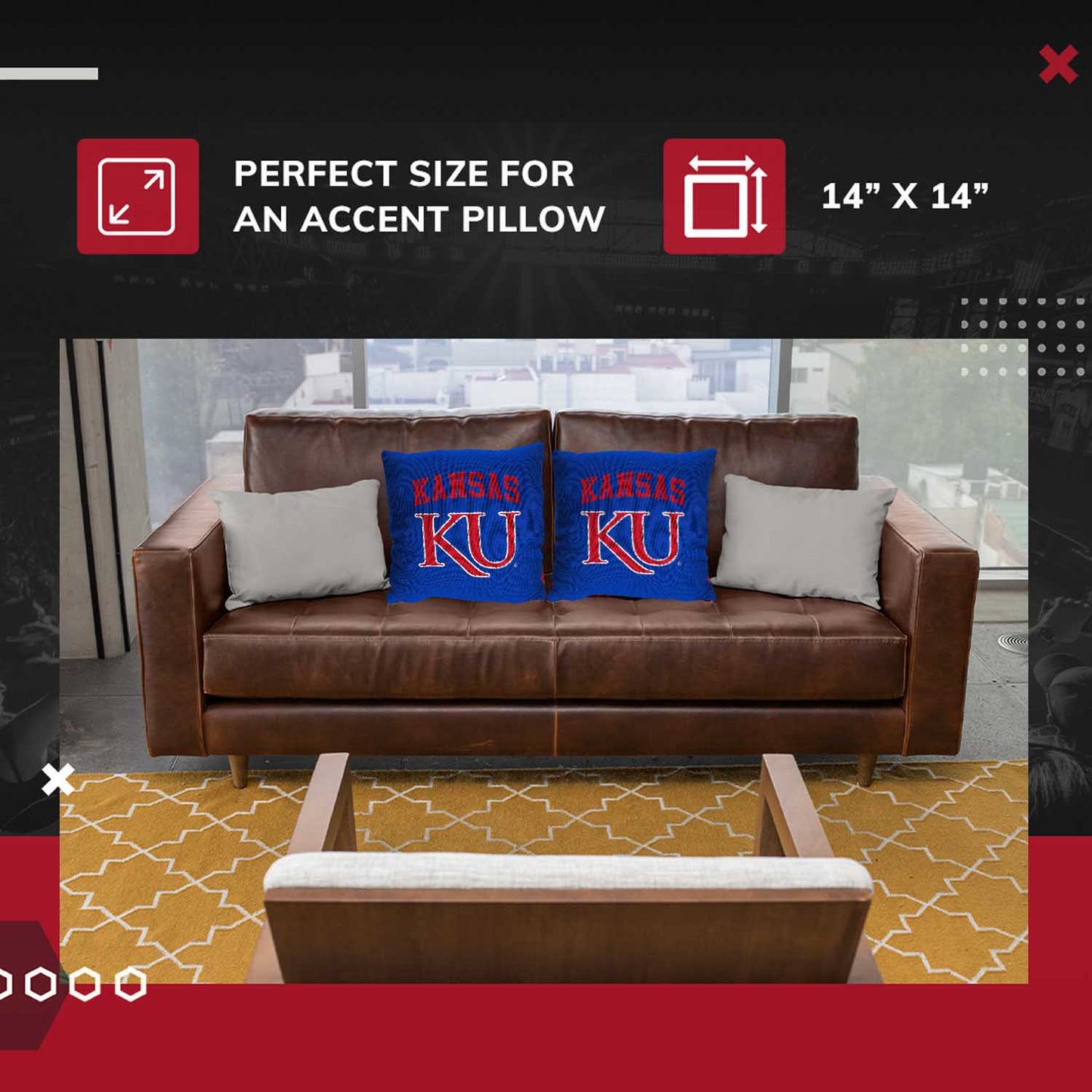 Kansas Jayhawks NCAA Decorative Pillow - Blue