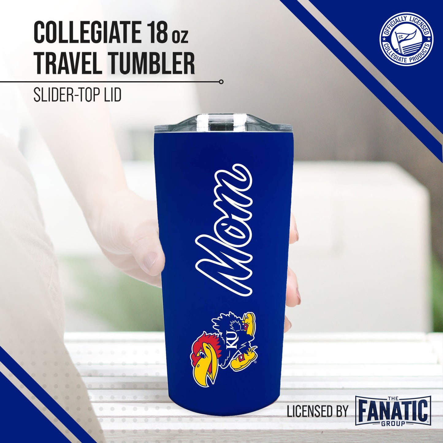 Kansas Jayhawks NCAA Stainless Steel Travel Tumbler for Mom - Royal