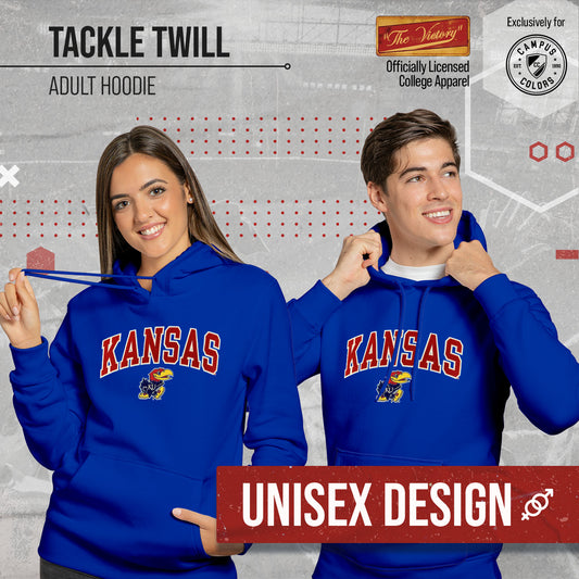 Kansas Jayhawks NCAA Adult Tackle Twill Hooded Sweatshirt - Royal