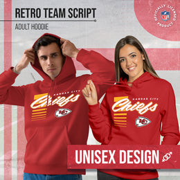 Kansas City Chiefs NFL Adult Unisex Retro Script Ultra Soft Fleece Hooded Sweatshirt - Red