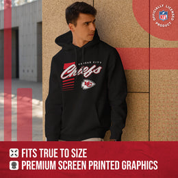 Kansas City Chiefs NFL Adult Unisex Retro Script Ultra Soft Fleece Hooded Sweatshirt - Black
