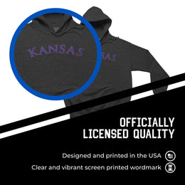 Kansas Jayhawks NCAA Adult Cotton Blend Charcoal Hooded Sweatshirt - Charcoal