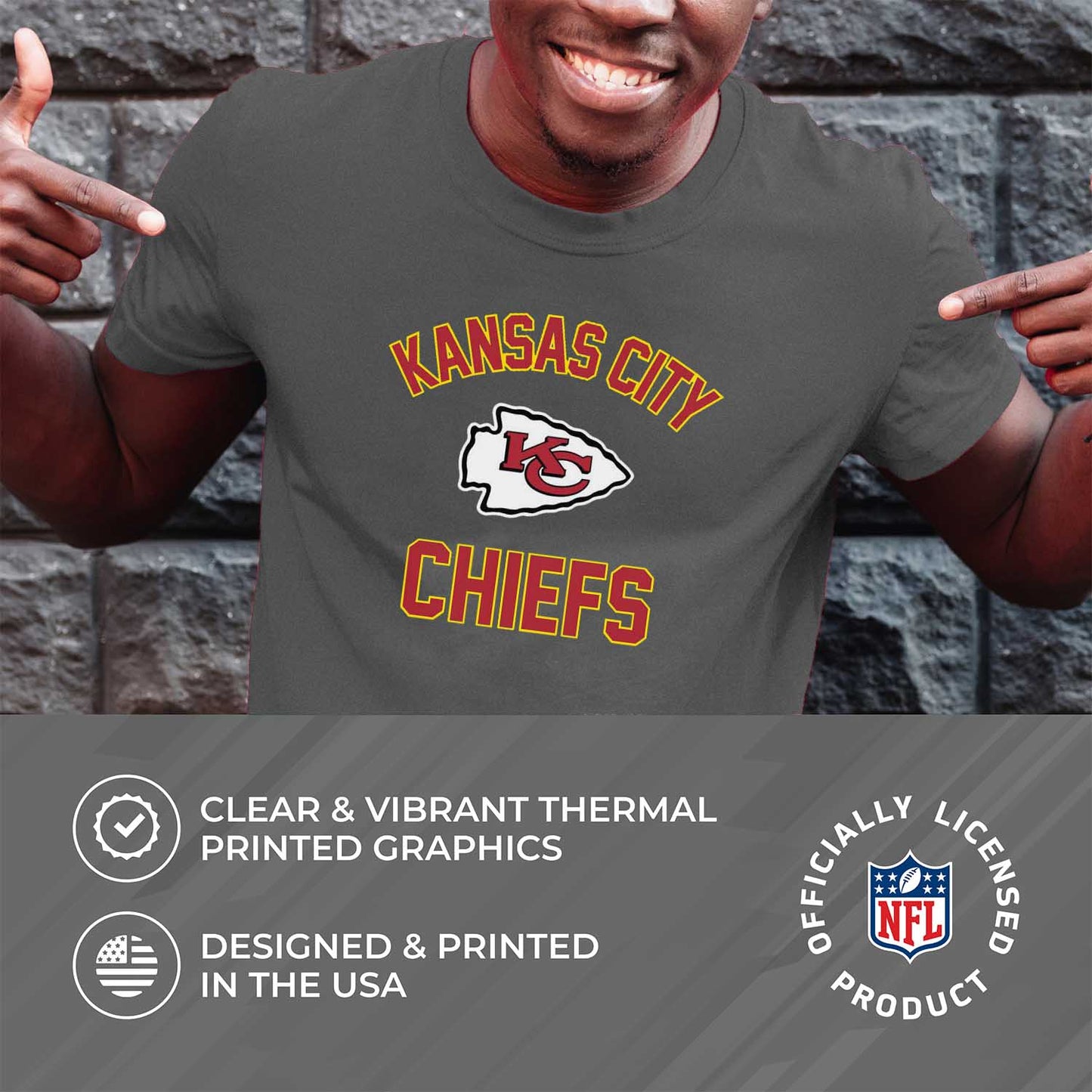 Kansas City Chiefs NFL Adult Gameday T-Shirt - Sport Gray
