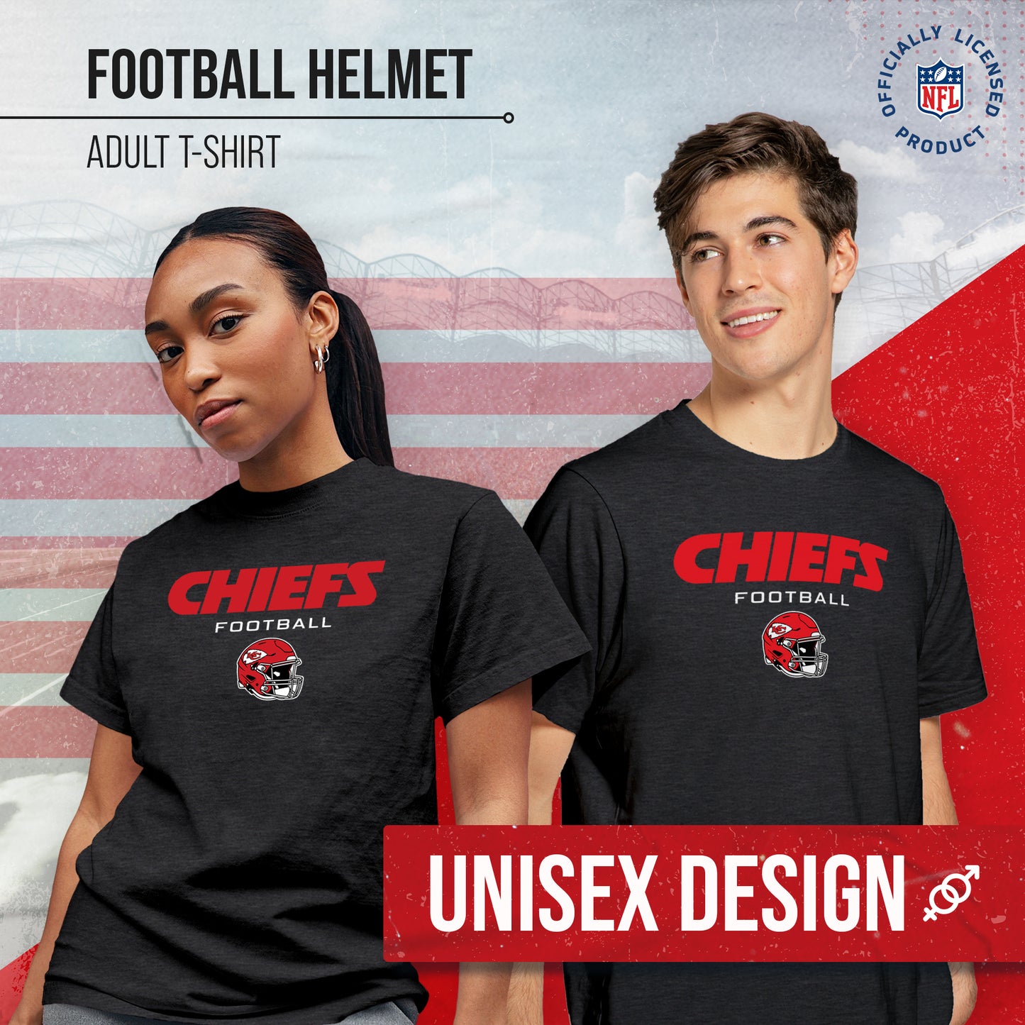 Kansas City Chiefs NFL Adult Football Helmet Tagless T-Shirt - Charcoal