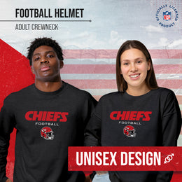 Kansas City Chiefs Adult NFL Football Helmet Heather Crewneck Sweatshirt - Charcoal