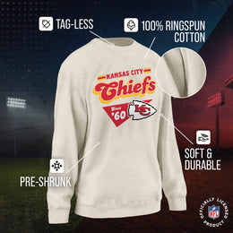 Kansas City Chiefs NFL Womens Groovy Retro Slouchy Crewneck - Off White