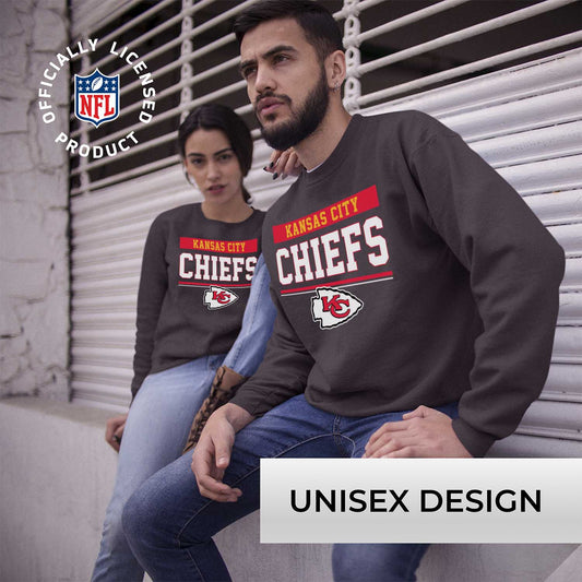 Kansas City Chiefs NFL Adult Long Sleeve Team Block Charcoal Crewneck Sweatshirt - Charcoal