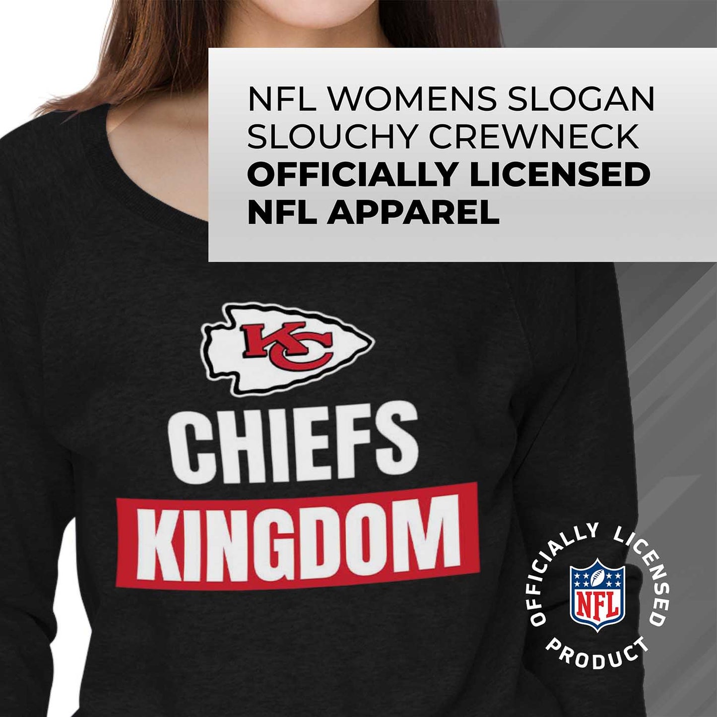 Kansas City Chiefs NFL Womens Team Slogan Crew Neck - Black