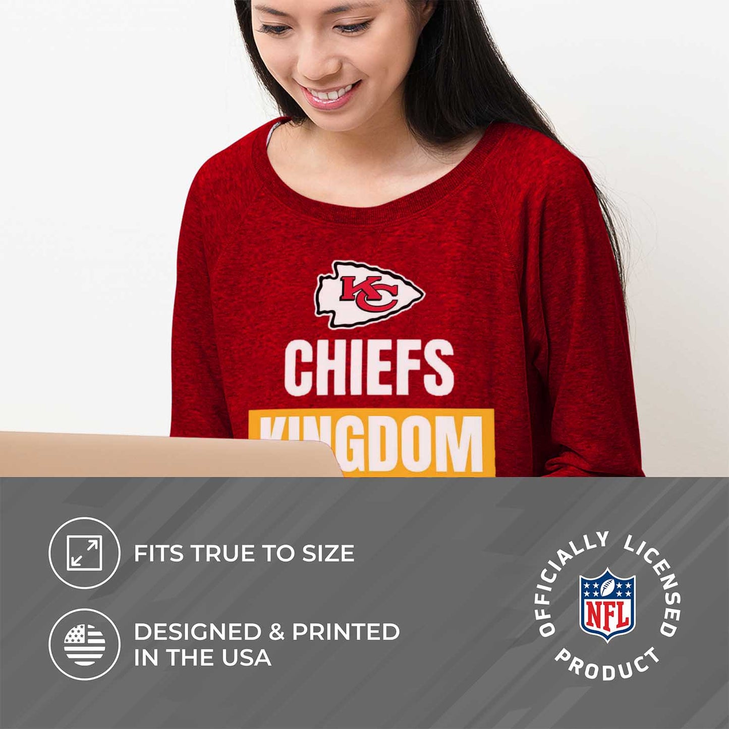 Kansas City Chiefs NFL Womens Plus Size Team Slogan Crew Neck - Red