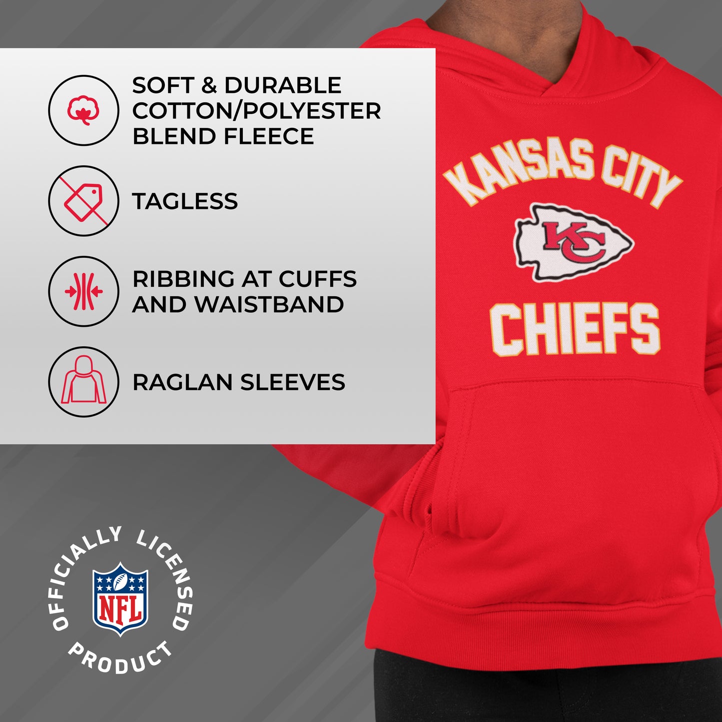 Kansas City Chiefs NFL Youth Gameday Hooded Sweatshirt - Red