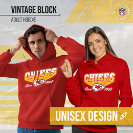 Kansas City Chiefs NFL Adult Unisex Vintage Block Ultra Soft Fleece Hooded Sweatshirt - Red