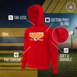 Kansas City Chiefs NFL Adult Unisex Vintage Block Ultra Soft Fleece Hooded Sweatshirt - Red