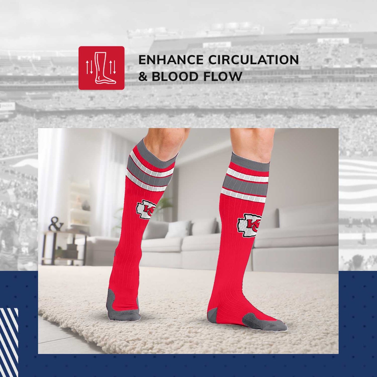 Kansas City Chiefs NFL Adult Knee High-Performance Socks - Red