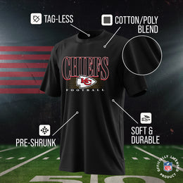 Kansas City Chiefs NFL Youth Overtime Blueprint Football T-Shirt Unisex Tag Free Comfortable - Black