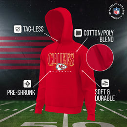 Kansas City Chiefs NFL Youth Overtime Blueprint Football Fleece Hooded Sweatshirt - Red