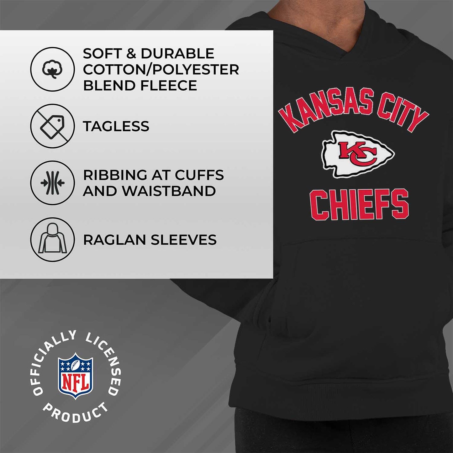 Kansas City Chiefs NFL Youth Gameday Hooded Sweatshirt - Black