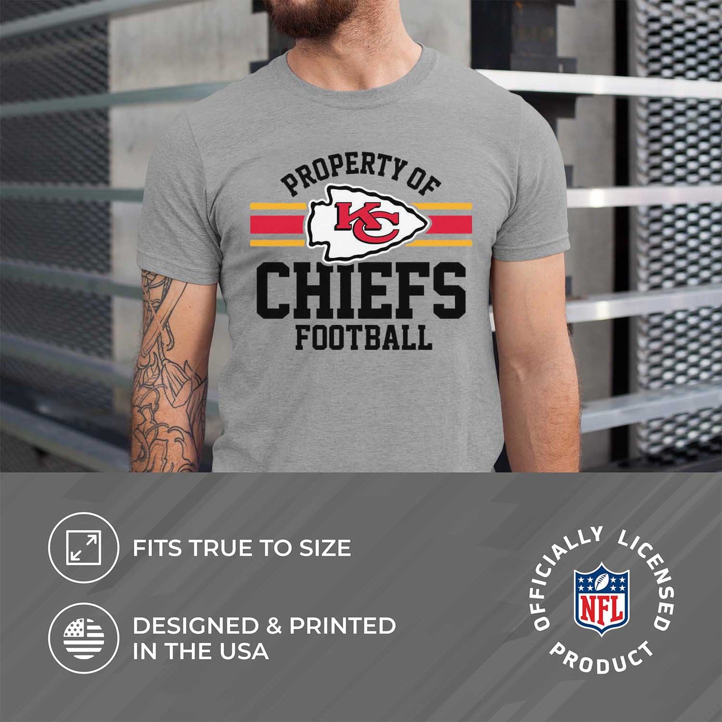Kansas City Chiefs NFL Adult Property Of T-Shirt - Sport Gray