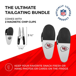 Kansas City Chiefs NFL Two Piece Grilling Tools Set with 2 Magnet Chip Clips - Chrome