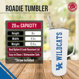 Kentucky Wildcats NCAA Stainless Steal 20oz Roadie With Handle & Dual Option Lid With Straw - White