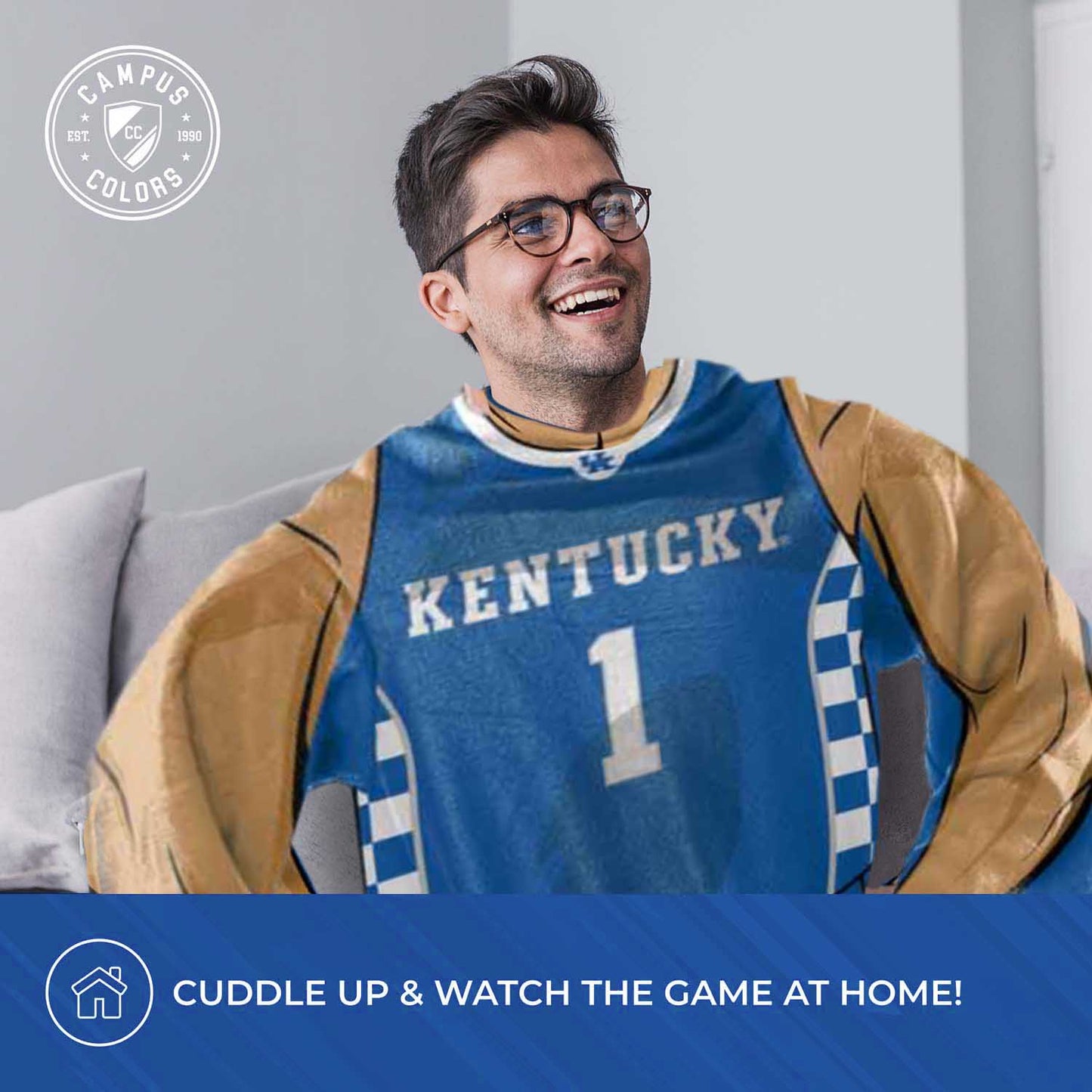Kentucky Wildcats NCAA Team Wearable Blanket with Sleeves - Blue