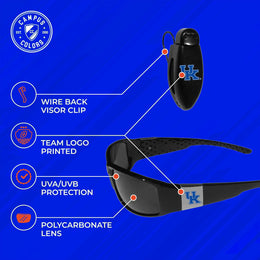 Kentucky Wildcats NCAA Black Chrome Sunglasses with Visor Clip Bundle - Black