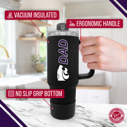 Kansas State Wildcats Collegiate 40oz Stainless Steel Travel Tumbler with Handle for Dad - Black