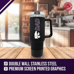 Kansas State Wildcats Collegiate 40oz Stainless Steel Travel Tumbler with Handle for Dad - Black