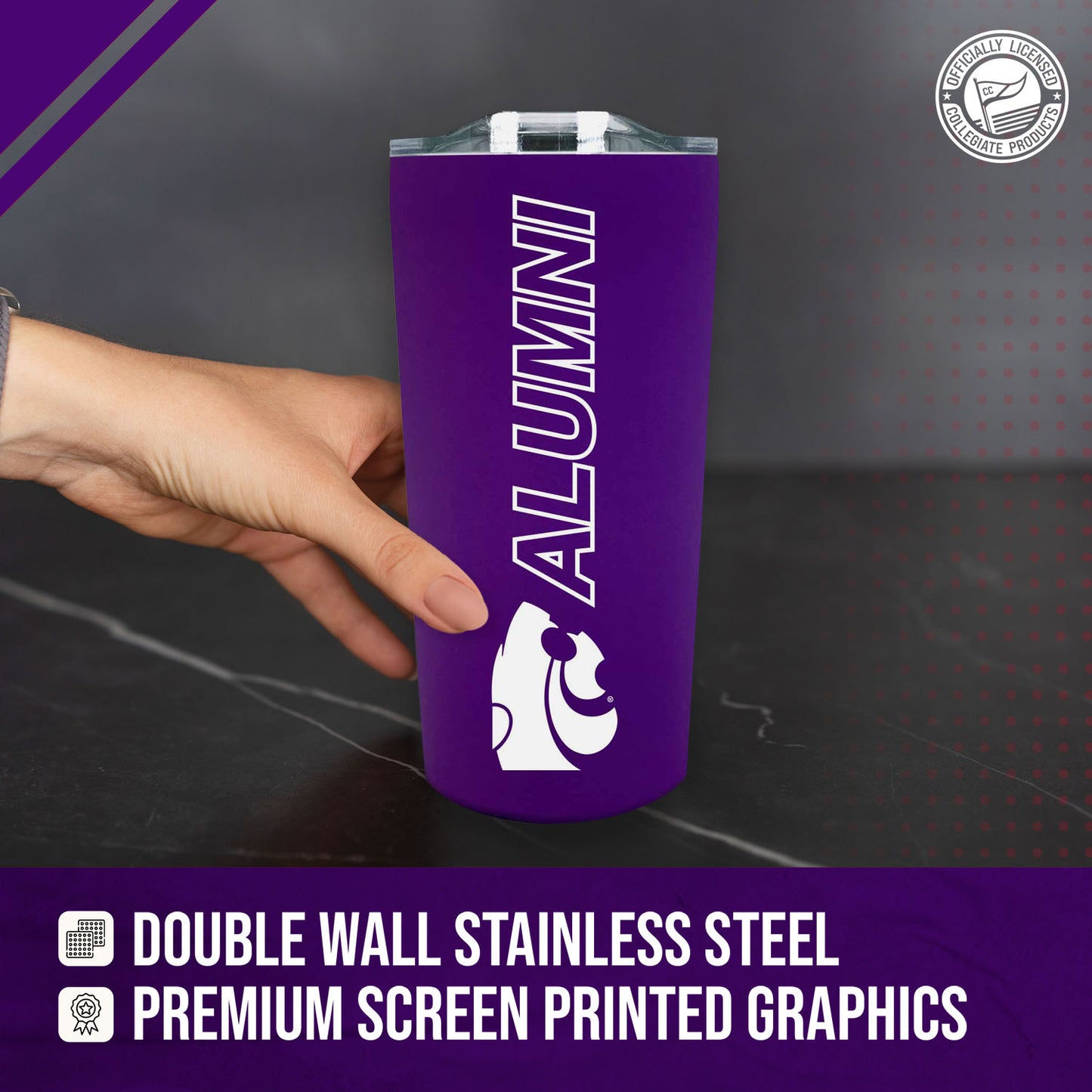 Kansas State Wildcats NCAA Stainless Steel Travel Tumbler for Alumni - Purple