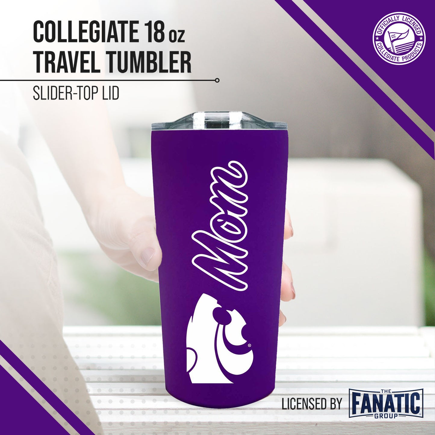 Kansas State Wildcats NCAA Stainless Steel Travel Tumbler for Mom - Purple