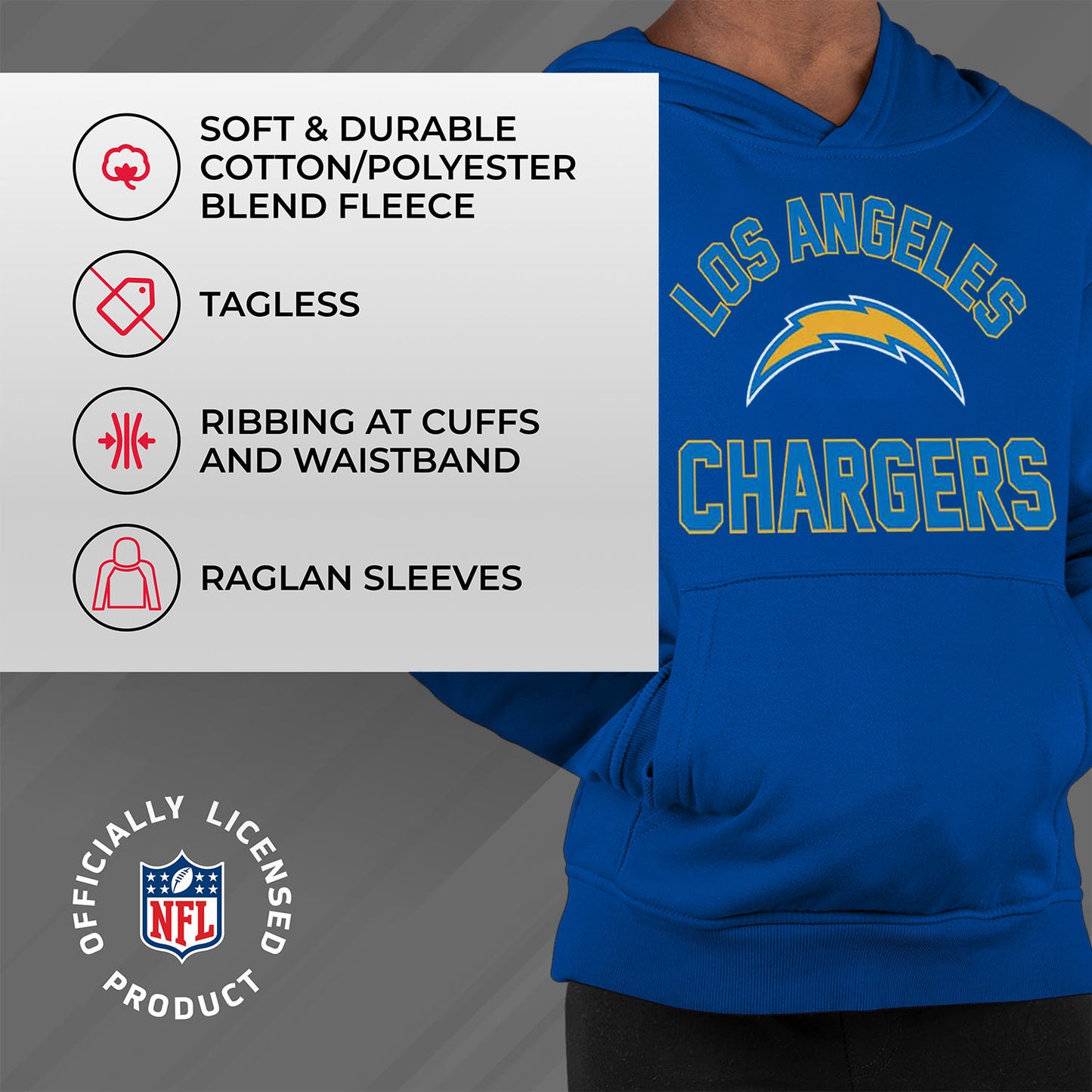 Los Angeles Chargers NFL Youth Gameday Hooded Sweatshirt - Royal