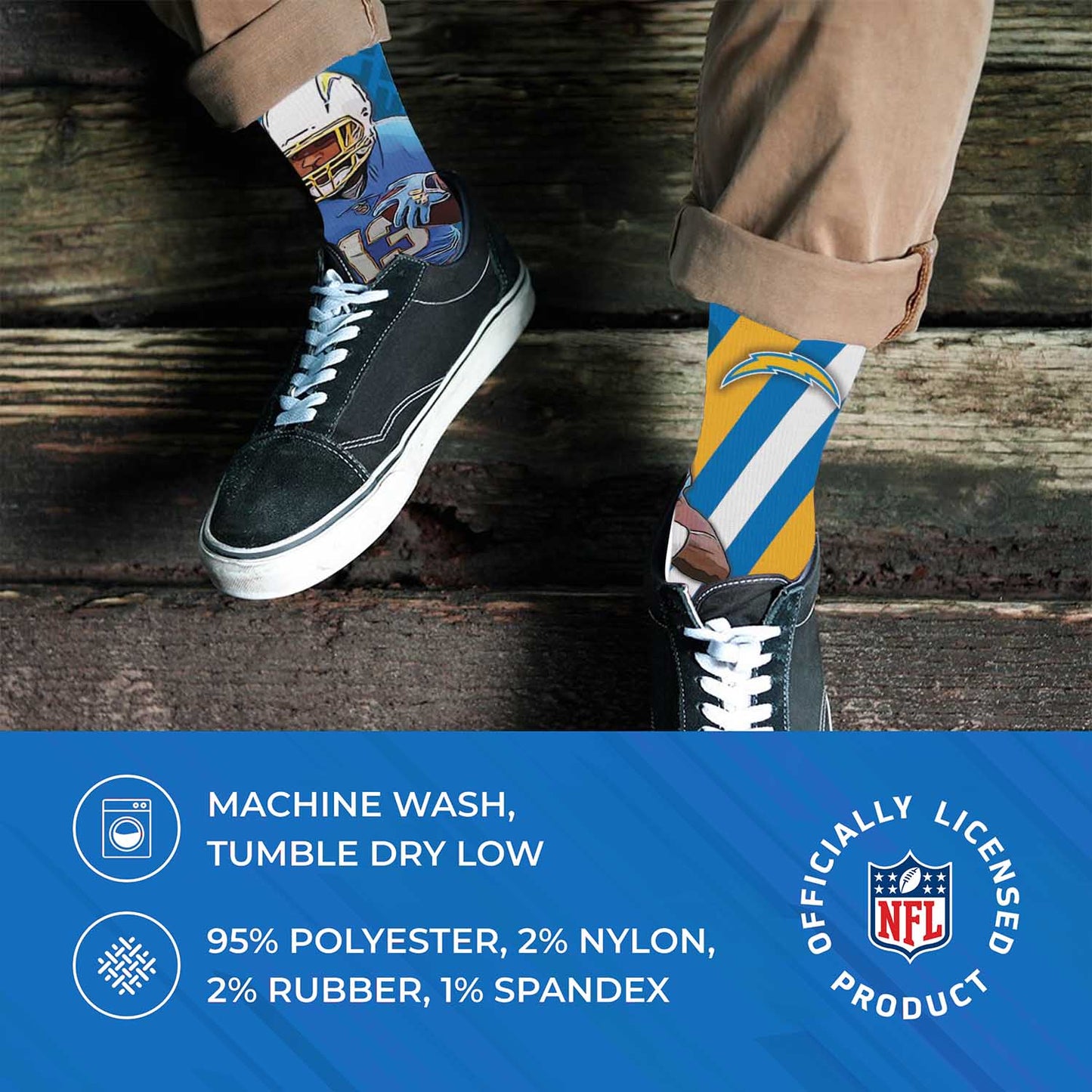 Los Angeles Chargers NFL Adult Player Stripe Sock - Blue #13
