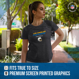 Los Angeles Chargers Women's NFL Football Helmet Short Sleeve Tagless T-Shirt - Charcoal