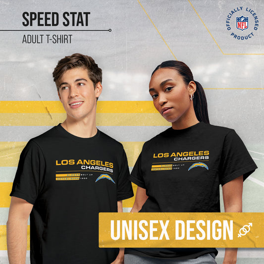 Los Angeles Chargers Adult NFL Speed Stat Sheet T-Shirt - Black