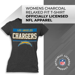Los Angeles Chargers NFL Women's Team Block Charcoal Tagless T-Shirt - Charcoal