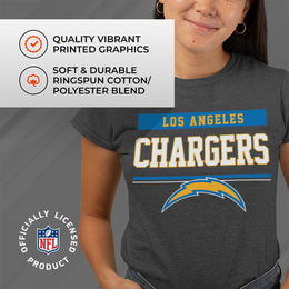 Los Angeles Chargers NFL Women's Team Block Charcoal Tagless T-Shirt - Charcoal