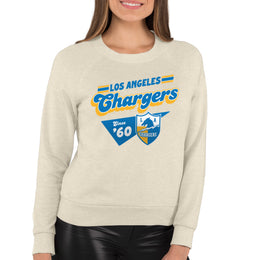 Los Angeles Chargers NFL Womens Groovy Retro Slouchy Crewneck - Off White