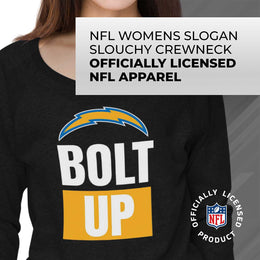 Los Angeles Chargers NFL Womens Plus Size Team Slogan Crew Neck - Black