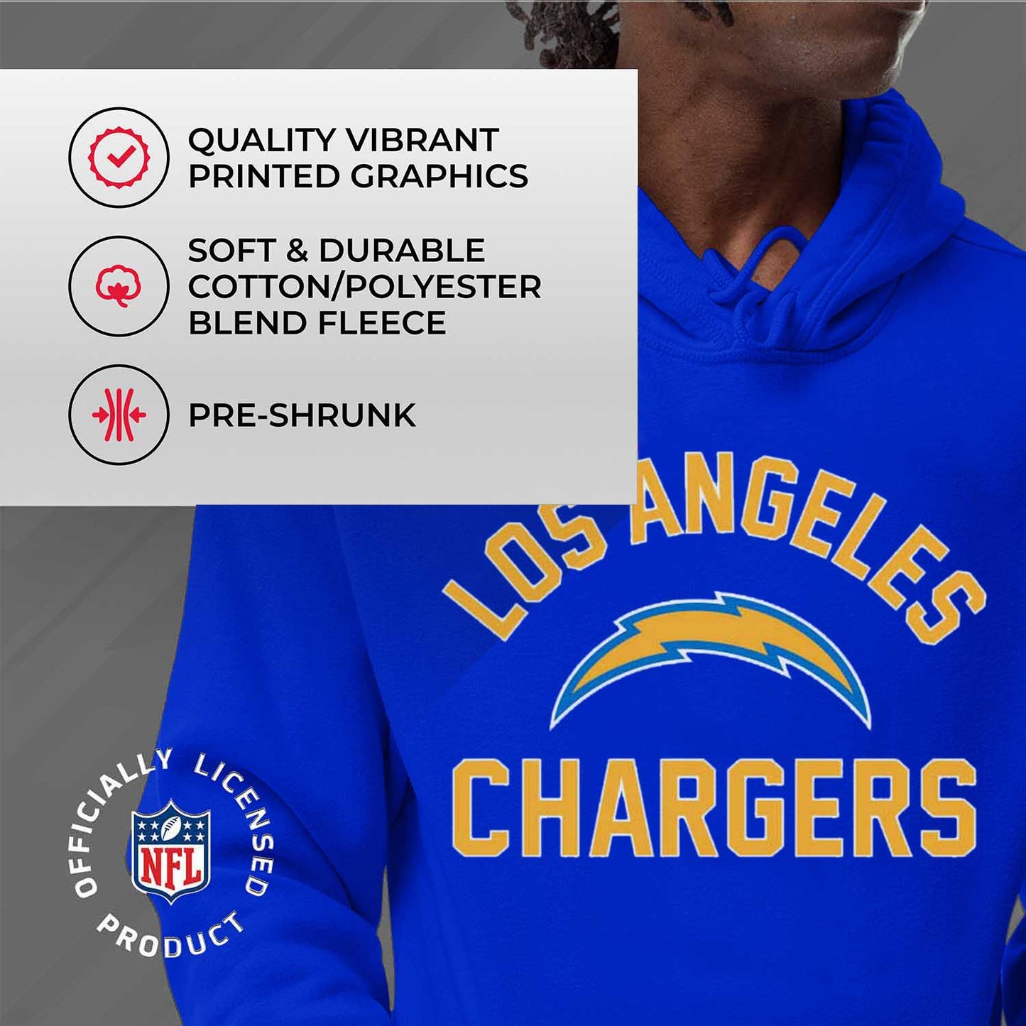 Los Angeles Chargers NFL Adult Gameday Hooded Sweatshirt - Royal