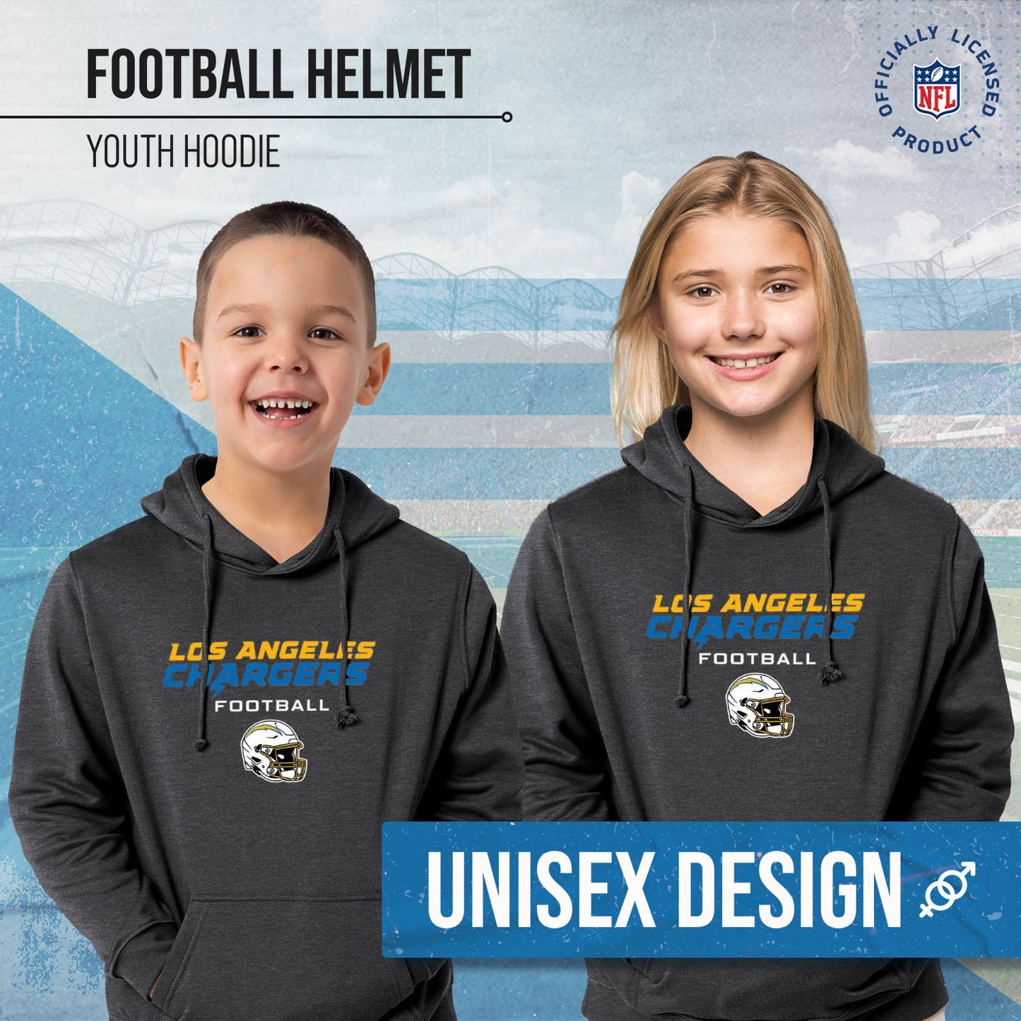 Los Angeles Chargers NFL Youth Football Helmet Hood - Charcoal