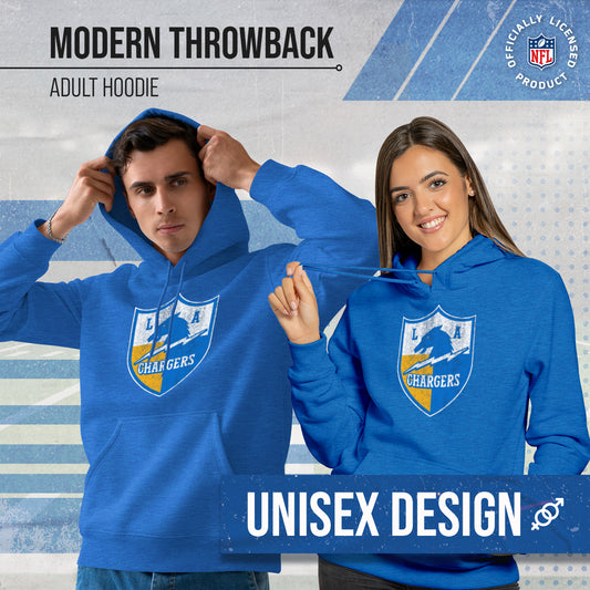 Los Angeles Chargers NFL Adult Unisex Modern Throwback Ultra Soft Fleece Hooded Sweatshirt - Light Blue