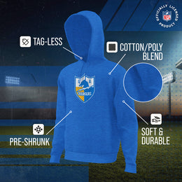 Los Angeles Chargers NFL Adult Unisex Modern Throwback Ultra Soft Fleece Hooded Sweatshirt - Light Blue