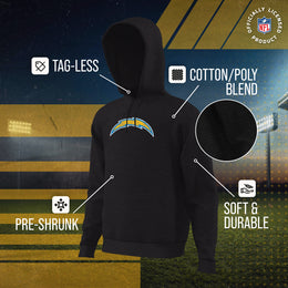 Los Angeles Chargers NFL Adult Unisex Modern Throwback Ultra Soft Fleece Hooded Sweatshirt - Black Heather