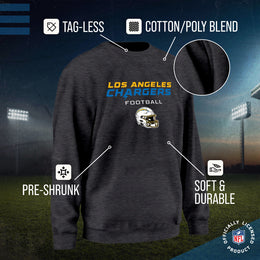 Los Angeles Chargers Adult NFL Football Helmet Heather Crewneck Sweatshirt - Charcoal